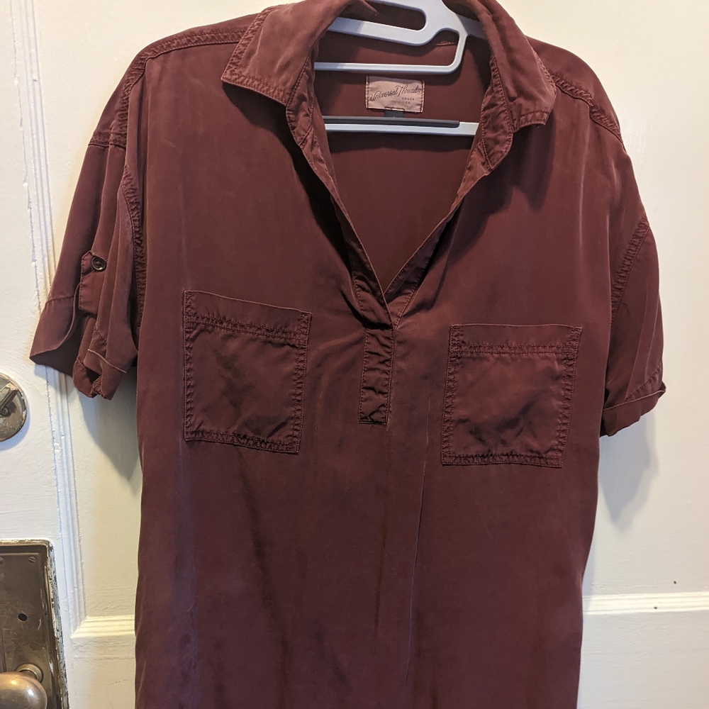 Small burgundy shirt dress